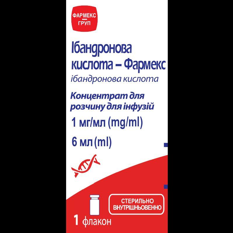 Ібандронова кислота-Фармекс, кон д/р-у д/ін 1 мг/мл по 6 мл у фл №1